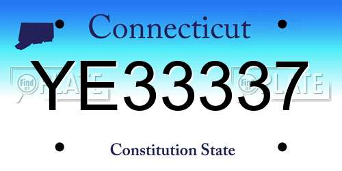 YE33337 Connecticut License Plate