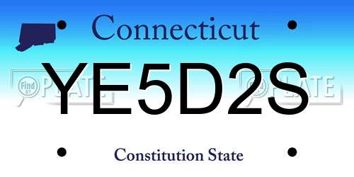 YE5D2S Connecticut License Plate