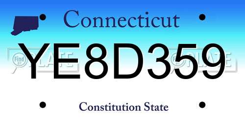 YE8D359 Connecticut License Plate