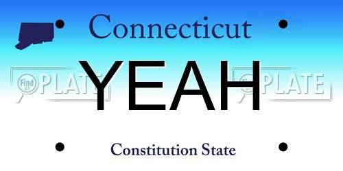 YEAH Connecticut License Plate