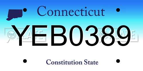 YEB0389 Connecticut License Plate