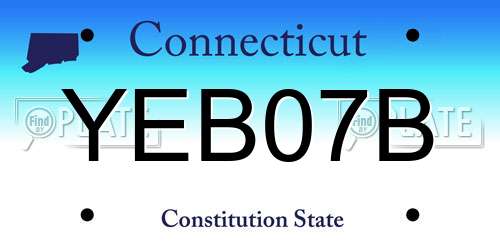 YEB07B Connecticut License Plate