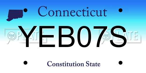 YEB07S Connecticut License Plate