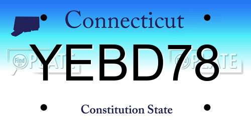 YEBD78 Connecticut License Plate