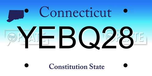 YEBQ28 Connecticut License Plate