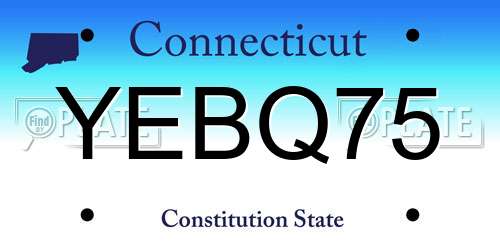 YEBQ75 Connecticut License Plate