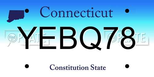 YEBQ78 Connecticut License Plate