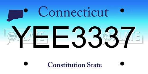 YEE3337 Connecticut License Plate
