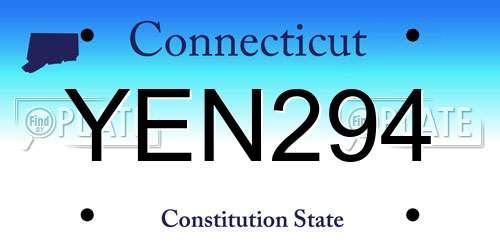 YEN294 Connecticut License Plate