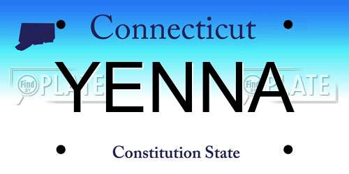YENNA Connecticut License Plate