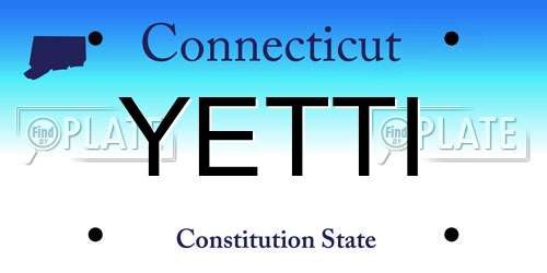 YETTI Connecticut License Plate