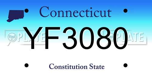 YF3080 Connecticut License Plate