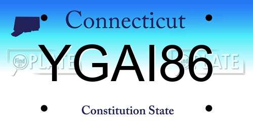 YGAI86 Connecticut License Plate