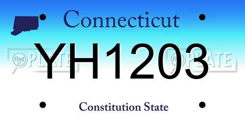YH1203 Connecticut License Plate