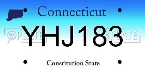 YHJ183 Connecticut License Plate
