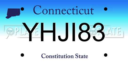 YHJI83 Connecticut License Plate