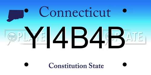 YI4B4B Connecticut License Plate