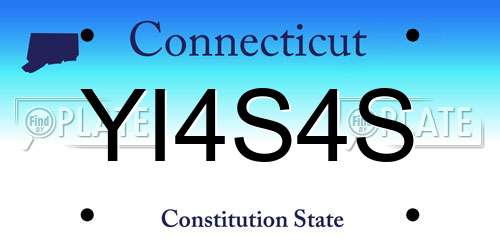 YI4S4S Connecticut License Plate