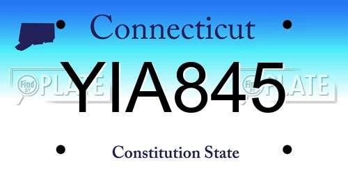 YIA845 Connecticut License Plate