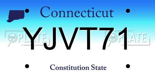 YJVT71 Connecticut License Plate