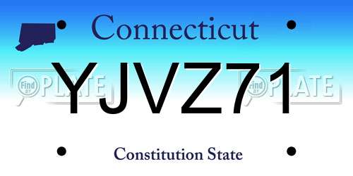 YJVZ71 Connecticut License Plate