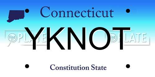 YKNOT Connecticut License Plate