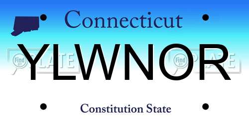 YLWNOR Connecticut License Plate