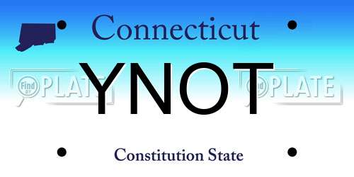 YNOT Connecticut License Plate