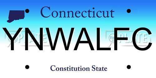YNWALFC Connecticut License Plate