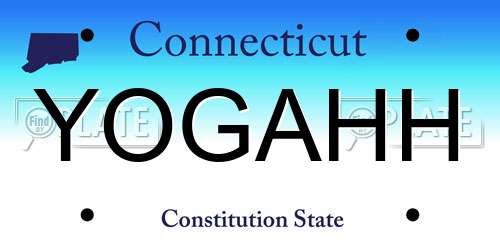 YOGAHH Connecticut License Plate