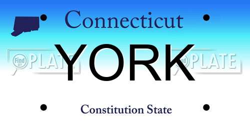 YORK Connecticut License Plate