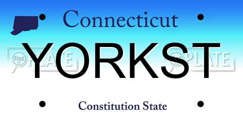YORKST Connecticut License Plate