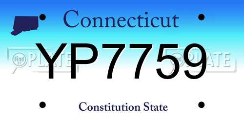 YP7759 Connecticut License Plate