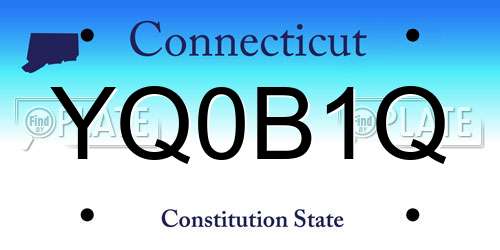 YQ0B1Q Connecticut License Plate