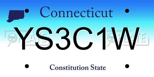 YS3C1W Connecticut License Plate