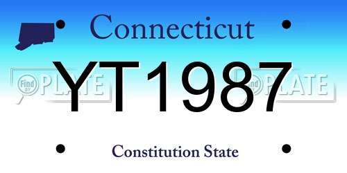 YT1987 Connecticut License Plate