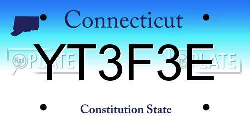 YT3F3E Connecticut License Plate
