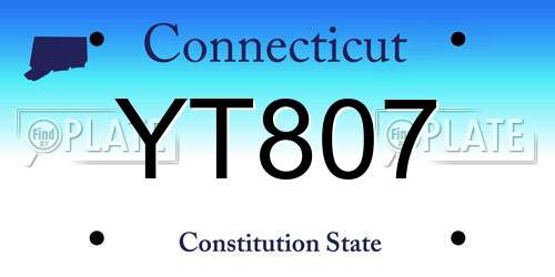 YT807 Connecticut License Plate
