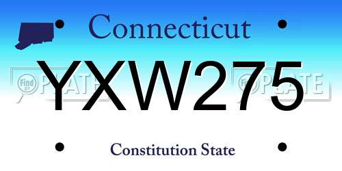 YXW275 Connecticut License Plate