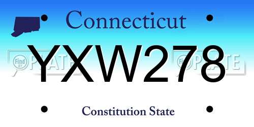 YXW278 Connecticut License Plate