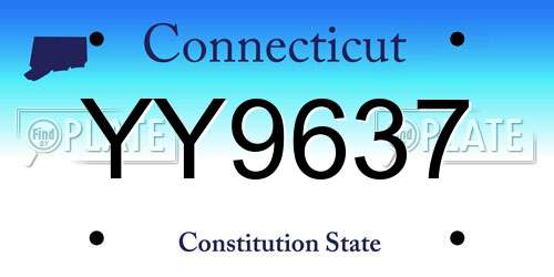 YY9637 Connecticut License Plate