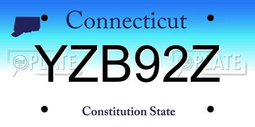 YZB92Z Connecticut License Plate