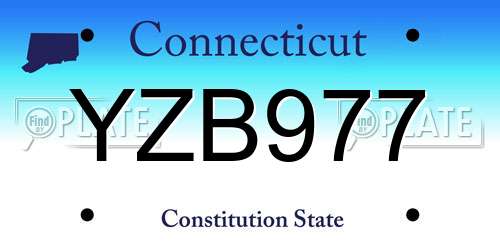 YZB977 Connecticut License Plate