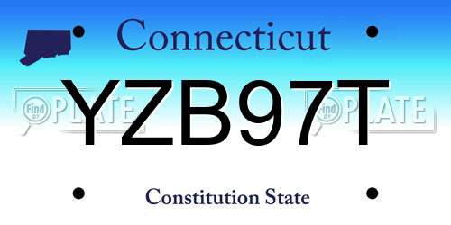 YZB97T Connecticut License Plate