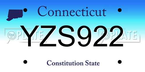 YZS922 Connecticut License Plate