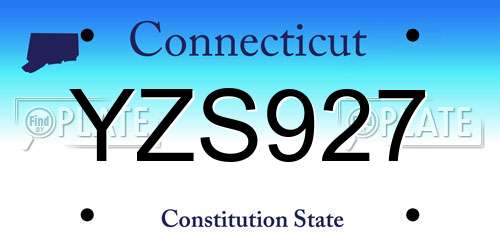 YZS927 Connecticut License Plate
