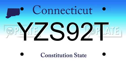 YZS92T Connecticut License Plate