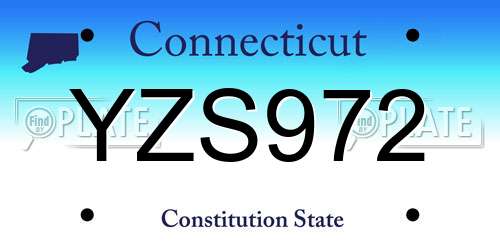 YZS972 Connecticut License Plate