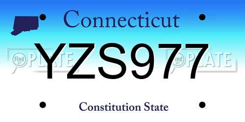 YZS977 Connecticut License Plate