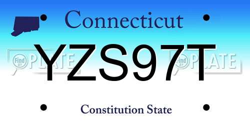 YZS97T Connecticut License Plate